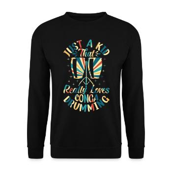 Just A Kid That Really Loves Conga Drumming - Cong - Unisex Sweatshirt - black - Front - Alina (178cm) & Michal (187cm)