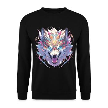 Wolf Wölfe Tier Wildtiere Wolfkopf - Unisex Pullover - Schwarz - Vorne - Alina (178cm) & Michal (187cm)