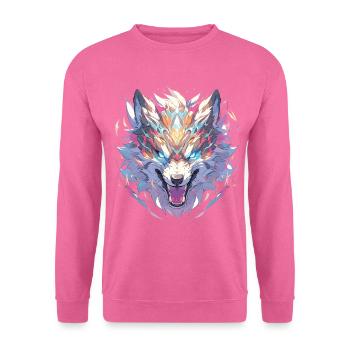 Wolf Wölfe Tier Wildtiere Wolfkopf - Unisex Pullover - Pink - Vorne