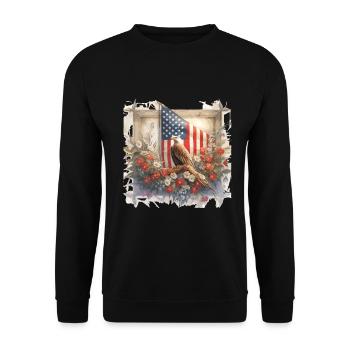 Vintage Amerika Flagge Weißkopfadler Usa - Unisex Pullover - Schwarz - Vorne - Alina (178cm) & Michal (187cm)