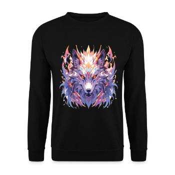 Wolf Wölfe Tier Wildtiere Wolfkopf - Unisex Pullover - Schwarz - Vorne - Alina (178cm) & Michal (187cm)