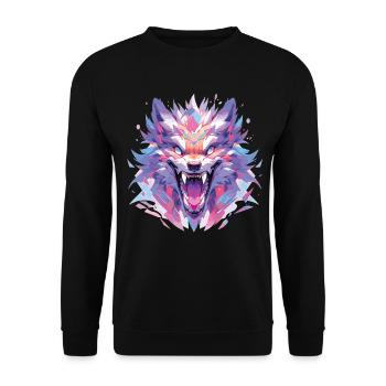 Wolf Wolfskopf Wölfe Waldbewohner Tiere - Unisex Pullover - Schwarz - Vorne - Alina (178cm) & Michal (187cm)