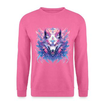 Wolf Wolfskopf Wölfe Waldbewohner Tiere - Unisex Pullover - Pink - Vorne