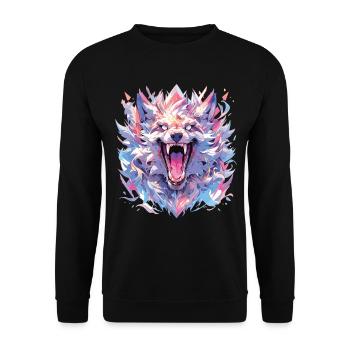 Wolf Wolfskopf Wölfe Waldbewohner Tiere - Unisex Pullover - Schwarz - Vorne - Alina (178cm) & Michal (187cm)