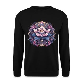 Lotusblume Meditation - Unisex Pullover - Schwarz - Vorne - Alina (178cm) & Michal (187cm)