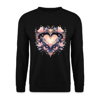 Lotus Blossom - Unisex Sweatshirt - black - Front - Alina (178cm) & Michal (187cm)