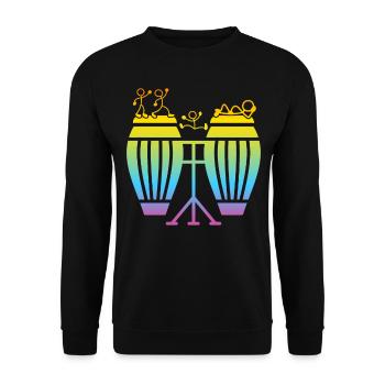 Funny Conga Drummer Stick Figure Conga Player - Unisex Pullover - Schwarz - Vorne - Alina (178cm) & Michal (187cm)