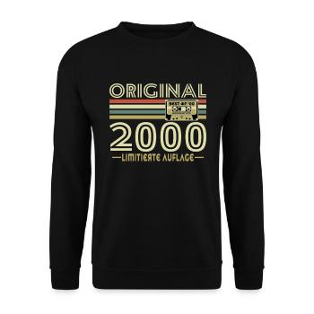 Original 2000 Jahrgang Vintage Geburtstag Retro - Unisex Pullover - Schwarz - Vorne - Alina (178cm) & Michal (187cm)