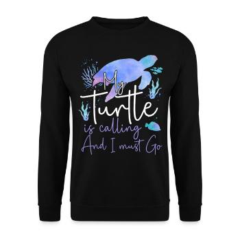 Sea Turtle Tortoise Watercolor My - Unisex Sweatshirt - black - Front - Alina (178cm) & Michal (187cm)