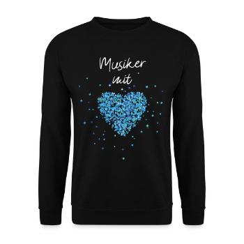 Musiker mit Herz Musik Musikunterricht Musikverein - Unisex Pullover - Schwarz - Vorne - Alina (178cm) & Michal (187cm)