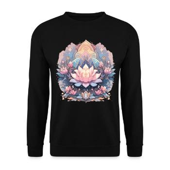 Lotus Blossom - Unisex Sweatshirt - black - Front - Alina (178cm) & Michal (187cm)