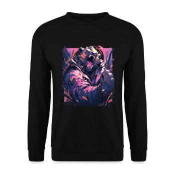 Pandabär - Unisex Pullover - Schwarz - Vorne - Alina (178cm) & Michal (187cm)