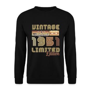 Original 1951 Vintage Retro Jubiläum - Unisex Pullover - Schwarz - Vorne - Alina (178cm) & Michal (187cm)
