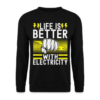 Electrician Electronics Technician - Unisex Sweatshirt - black - Front - Alina (178cm) & Michal (187cm)