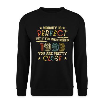 1993 Birthday Vintage Nobody is perfect - Unisex Sweatshirt - black - Front - Alina (178cm) & Michal (187cm)