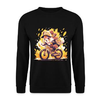 Panda Bicycle Road Bike Panda Bear - Unisex Sweatshirt - black - Front - Alina (178cm) & Michal (187cm)