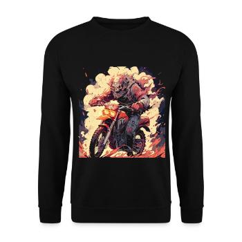 Skull Totenkopf Motocross Dirtbike - Unisex Pullover - Schwarz - Vorne - Alina (178cm) & Michal (187cm)