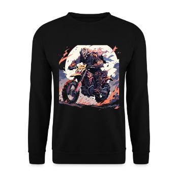Skull Totenkopf Motocross Dirtbike - Unisex Pullover - Schwarz - Vorne - Alina (178cm) & Michal (187cm)
