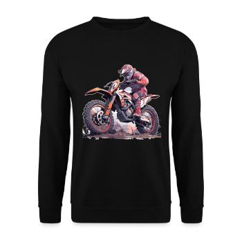 Motocross Dirtbike Motocrossfahrer Biker - Unisex Pullover - Schwarz - Vorne - Alina (178cm) & Michal (187cm)