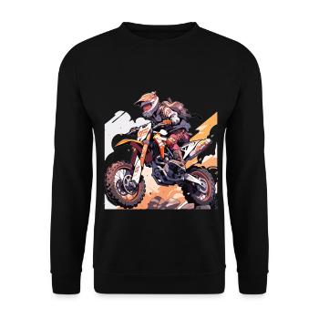 Motocross Dirtbike Motocrossfahrer Biker - Unisex Pullover - Schwarz - Vorne - Alina (178cm) & Michal (187cm)