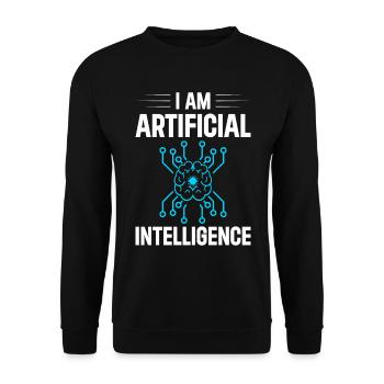 I Am Artificial Intelligence - Unisex Pullover - Schwarz - Vorne - Alina (178cm) & Michal (187cm)