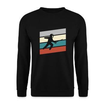 Fechten Retro - Unisex Pullover - Schwarz - Vorne - Alina (178cm) & Michal (187cm)