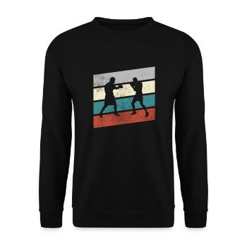 Boxen Retro - Unisex Pullover - Schwarz - Vorne - Alina (178cm) & Michal (187cm)