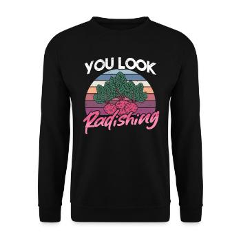 Farmer Farmer Farmer Farm Country Egg Fieldwork - Unisex Sweatshirt - black - Front - Alina (178cm) & Michal (187cm)