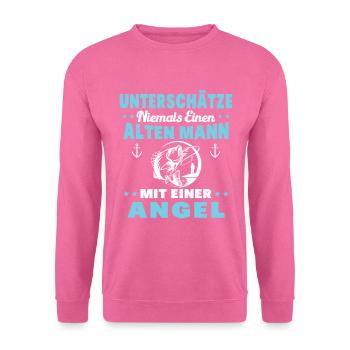 Ein Alter Mann mit Seiner Angelrute Angelgeschen - Unisex Pullover - Pink - Vorne
