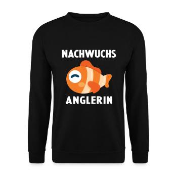 Nachwuchs Angler Angeln Baby Geburt Fische Fisch - Unisex Pullover - Schwarz - Vorne - Alina (178cm) & Michal (187cm)