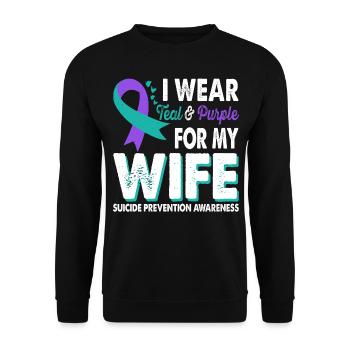Wear teal & purple for awareness of the - Unisex Sweatshirt - black - Front - Alina (178cm) & Michal (187cm)