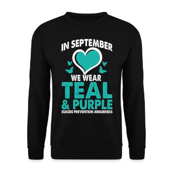 Im September Tragen Wir Den Monat Der - Unisex Pullover - Schwarz - Vorne - Alina (178cm) & Michal (187cm)