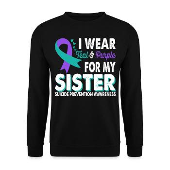Wear teal & purple for awareness of the - Unisex Sweatshirt - black - Front - Alina (178cm) & Michal (187cm)