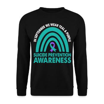 Im September Tragen Wir Teal &; Purple Suicide - Unisex Pullover - Schwarz - Vorne - Alina (178cm) & Michal (187cm)