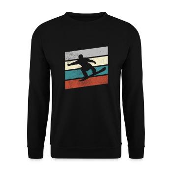 Snowboarding Retro - Unisex Pullover - Schwarz - Vorne - Alina (178cm) & Michal (187cm)