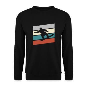 Snowboarding Retro - Unisex Pullover - Schwarz - Vorne - Alina (178cm) & Michal (187cm)