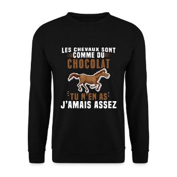 Les chevaux sont comme du chocolat - Sweat-shirt Unisexe - noir - Devant - Alina (178cm) & Michal (187cm)
