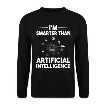Je suis plus intelligent que l’intelligence artificielle - Artific - Sweat-shirt Unisexe - noir - Devant - Alina (178cm) & Michal (187cm)