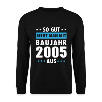 Geschenk Geburtstag 2005 Frau Mann Geschenkidee - Unisex Pullover - Schwarz - Vorne - Alina (178cm) & Michal (187cm)
