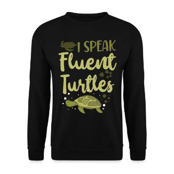 Sea Turtle Tortoise I Speak Fluent - Unisex Pullover - Schwarz - Vorne - Alina (178cm) & Michal (187cm)