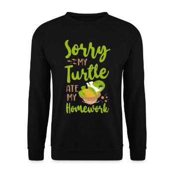 Sea Turtle Tortoise Sorry My - Unisex Sweatshirt - black - Front - Alina (178cm) & Michal (187cm)