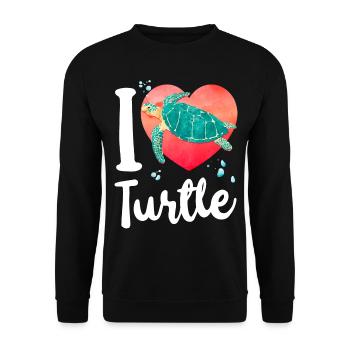 Sea Turtle Tortoise Heart I Love - Unisex Sweatshirt - black - Front - Alina (178cm) & Michal (187cm)