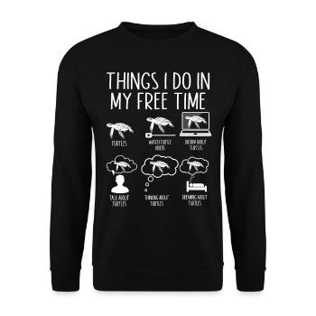 Sea Turtle Tortoise Things I Do In - Unisex Pullover - Schwarz - Vorne - Alina (178cm) & Michal (187cm)