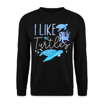 Sea Turtle Tortoise I Like Turtles - Unisex Sweatshirt - black - Front - Alina (178cm) & Michal (187cm)