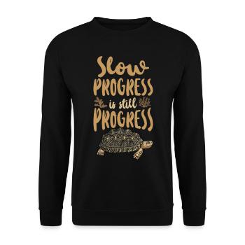 Sea Turtle Tortoise Slow Progress - Unisex Pullover - Schwarz - Vorne - Alina (178cm) & Michal (187cm)