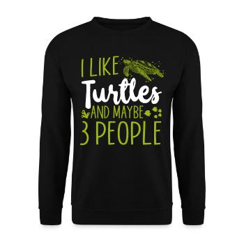 Sea Turtle Tortoise I Like Turtles - Unisex Sweatshirt - black - Front - Alina (178cm) & Michal (187cm)