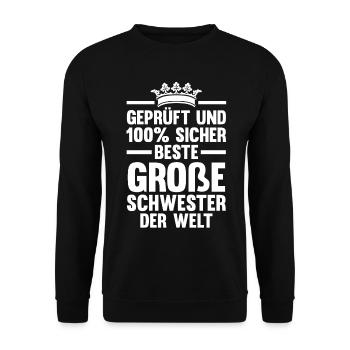 Beste Große Schwester Der Welt - Unisex Pullover - Schwarz - Vorne - Alina (178cm) & Michal (187cm)