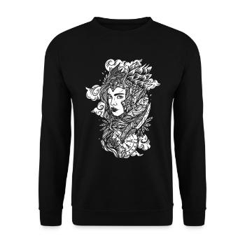 Femme Viking Nordique - Shield Maiden & Valkyrie - Sweat-shirt Unisexe - noir - Devant - Alina (178cm) & Michal (187cm)