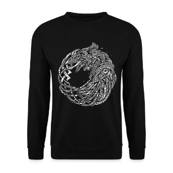 Odins Raben Hugin Munin Keltische Wikinger Knoten - Unisex Pullover - Schwarz - Vorne - Alina (178cm) & Michal (187cm)