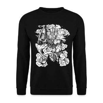 Norse Viking Warrior - Hache et Barbe - Sweat-shirt Unisexe - noir - Devant - Alina (178cm) & Michal (187cm)